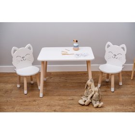 Otroška miza s stoli - Cat - bela