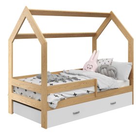 Otroška postelja v obliki hiške Paula z ograjo 160 x 80 cm - bor