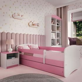 Otroška postelja Ourbaby s ograjico - roza-bela, All Meble