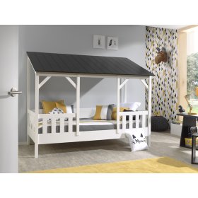 Otroška postelja v obliki hiše Charlotte - črna, VIPACK FURNITURE