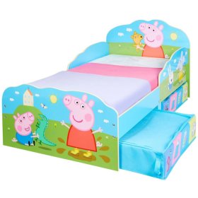 Otroška posteljica Peppa Pig s škatlami za shranjevanje