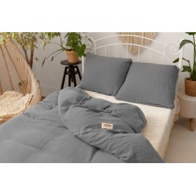Posteljnina iz muslina 140x200 cm + 70x90 cm temno siva, Matex