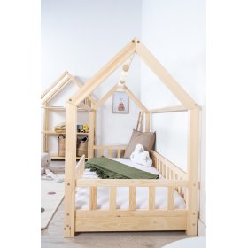 Otroška hiška postelja s pregrado Tea - natural