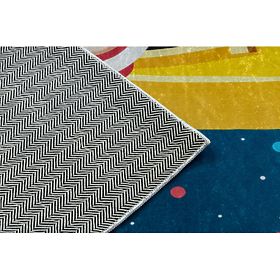 BAMBINO 42810 pralna preproga Raketa, planeti za otroke proti zdrsu - modra / rjava, F.H.Kabis