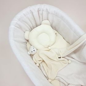 Bela pletena otroška posteljica Teddy - oprema v barvi ecru, TOLO