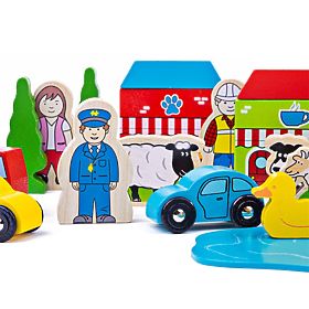 Bigjigs Rail Velik komplet lesenih dodatkov za železniške tire