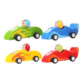 Bigjigs Toys Barviti leseni dirkalni avto 1 kos