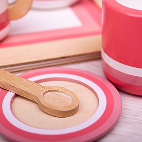 Bigjigs Toys Lesena čajna garnitura roza