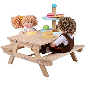 Bigjigs Toys Lesena piknik klop za punčke