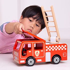 Bigjigs Toys Leseni gasilski avto