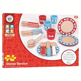 Bigjigs Toys Leseni jedilni servis s pikami