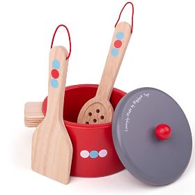 Bigjigs Toys Leseni komplet posode s pikami