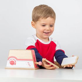 Bigjigs Toys Leseni opekač kruha roza