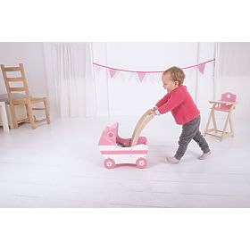 Bigjigs Toys Leseni voziček za punčke