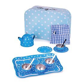 Bigjigs Toys Modri pikčasti čajni set