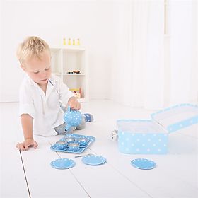 Bigjigs Toys Modri pikčasti čajni set