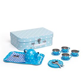 Bigjigs Toys Modri pikčasti čajni set