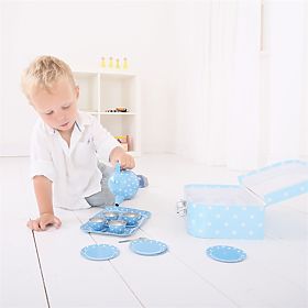 Bigjigs Toys Modri pikčasti čajni set