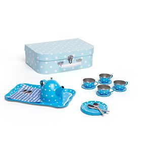 Bigjigs Toys Modri pikčasti čajni set