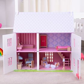 Bigjigs Toys Roza hišica za punčke