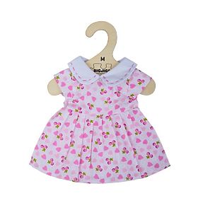 Bigjigs Toys Roza obleka s srčki za punčko 34 cm