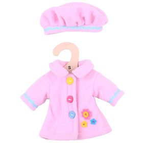 Bigjigs Toys Roza plašček z gumbi za punčko 28 cm