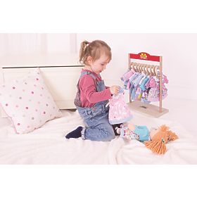 Bigjigs Toys Roza plašček z gumbi za punčko 28 cm