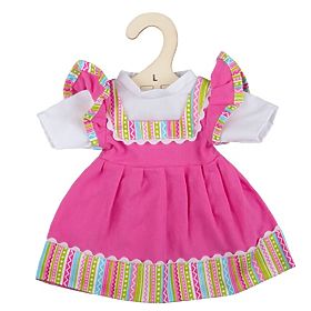 Bigjigs Toys Rožnata obleka s črtastim robom za punčko 38 cm
