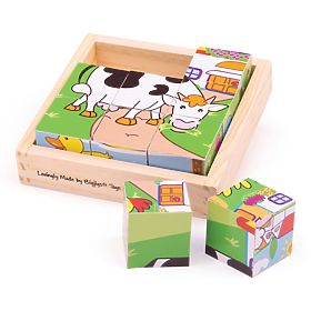 Bigjigs Toys Slike kocke kubusi Živali 9 kock
