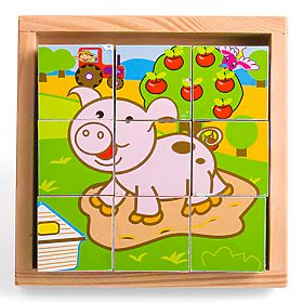 Bigjigs Toys Slike kocke kubusi Živali 9 kock