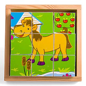 Bigjigs Toys Slike kocke kubusi Živali 9 kock