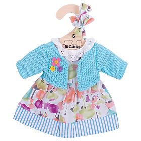 Bigjigs Toys Turkizna obleka s puloverjem za punčko 28 cm