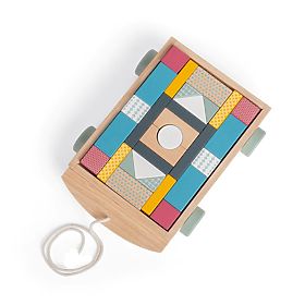 Bigjigs Toys Voziček z lesenimi kockami, Bigjigs Toys