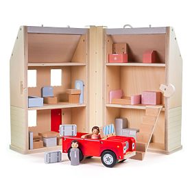 Bigjigs Toys Zložljiva hišica s pripomočki