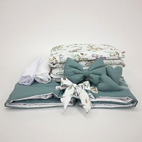 Bombažna posteljnina za pleteno posteljico - zelena