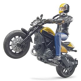 Bruder 63053 BWORLD Motorno kolo Scrambler Ducati Cafe Racer z voznikom