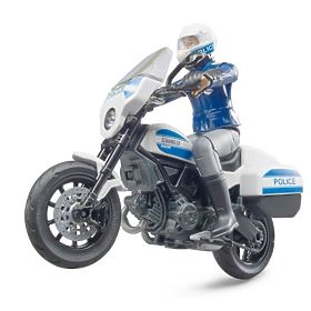 Bruder BWORLD policijski motocikel Ducati Scrambler z voznikom, Bruder