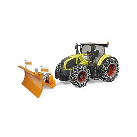 Bruder Claas Axion 950 s snežnimi verigami in plugom