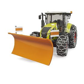 Bruder Claas Axion 950 s snežnimi verigami in plugom
