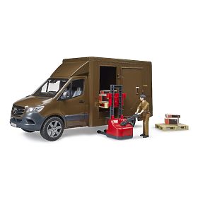 Bruder Dostavno vozilo UPS MB Sprinter s figurico in dodatki, Bruder
