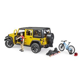 Bruder Jeep Wrangler Rubicon s kolesarjem in kolesom