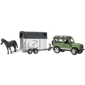 Bruder LAND ROVER s prikolico za konje, Bruder