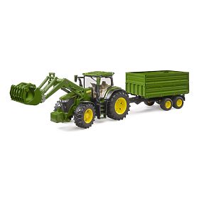 Bruder traktor John Deere 7R 350 s čelnim nakladalnikom in tandem prikolico