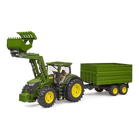 Bruder traktor John Deere 7R 350 s čelnim nakladalnikom in tandem prikolico