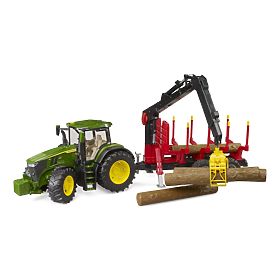 Bruder traktor John Deere 7R 350 z zadnjo prikolico in 4 hlodi