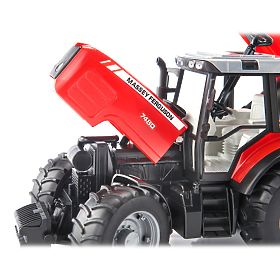 Bruder traktor MASSEY FERGUSON z nagibnim vozom rdeč
