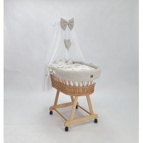 Pletena posteljica z opremo za dojenčka - Rože iz bombaža, TOLO