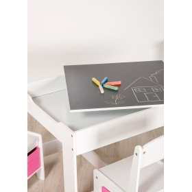 Ourbaby otroška mizica s stoli z roza škatlami