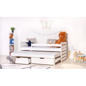 Otroška postelja z dodatnim ležiščem in ograjo Praktik - Bela