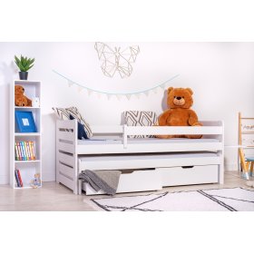 Otroška postelja z dodatnim ležiščem in ograjo Praktik - Bela